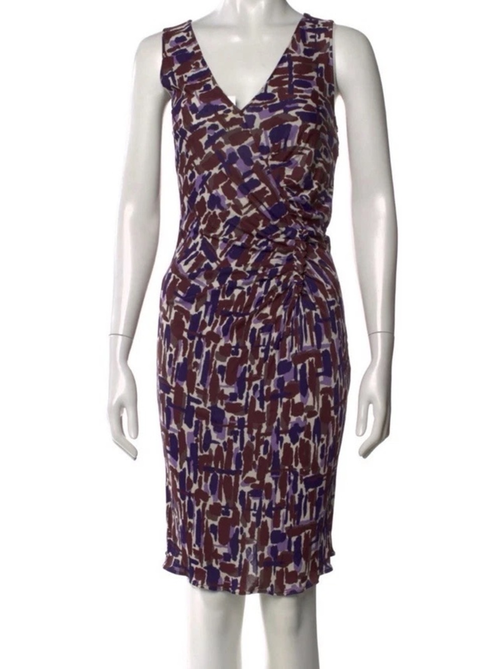 Christian Dior Gathered Dress Ruched Rayon Knee Length Women's Size FR38/US6